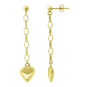 Aleure Precioso Puffy Heart on Chain Drop Earrings