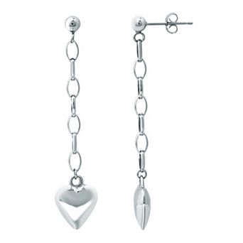 Aleure Precioso Puffy Heart on Chain Drop Earrings