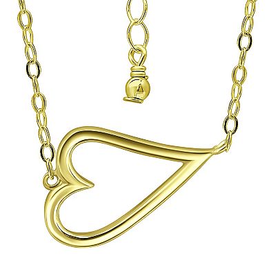 Aleure Precioso 18k Gold Over Silver Sideways Heart Necklace