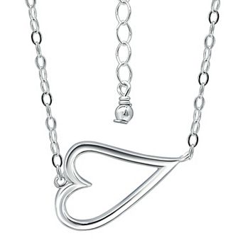 Aleure Precioso 18k Gold Over Silver Sideways Heart Necklace