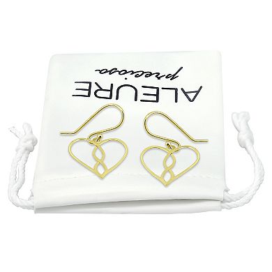Aleure Precioso 18k Gold Over Silver Infintiy & Heart Fishhook Drop Earrings