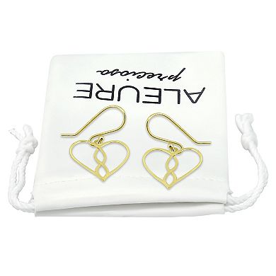 Aleure Precioso 18k Gold Over Silver Infintiy & Heart Fishhook Drop Earrings