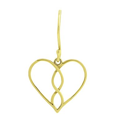 Aleure Precioso 18k Gold Over Silver Infintiy & Heart Fishhook Drop Earrings