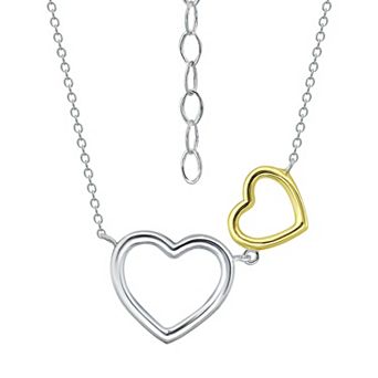 Aleure Precioso Sterling Silver Double Open Heart Frontal Necklace