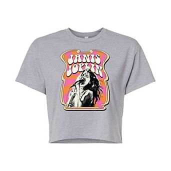 Juniors' Janis Joplin Poster Cropped Tee
