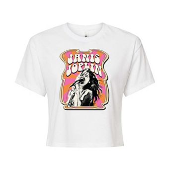 Juniors' Janis Joplin Poster Cropped Tee