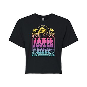 Juniors' Janis Joplin Fillmore West Cropped Tee