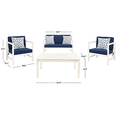 Safavieh Montez Outdoor Patio Loveseat, Chair & Coffee Table 4-piece Set