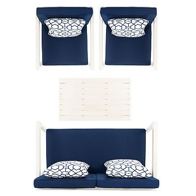 Safavieh Montez Outdoor Patio Loveseat, Chair & Coffee Table 4-piece Set