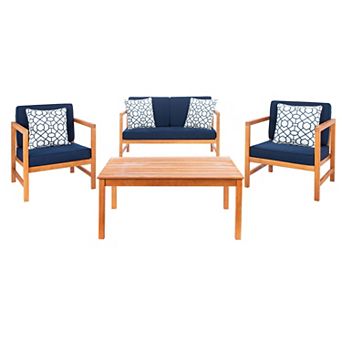Safavieh Montez Outdoor Patio Loveseat, Chair & Coffee Table 4 pc Set