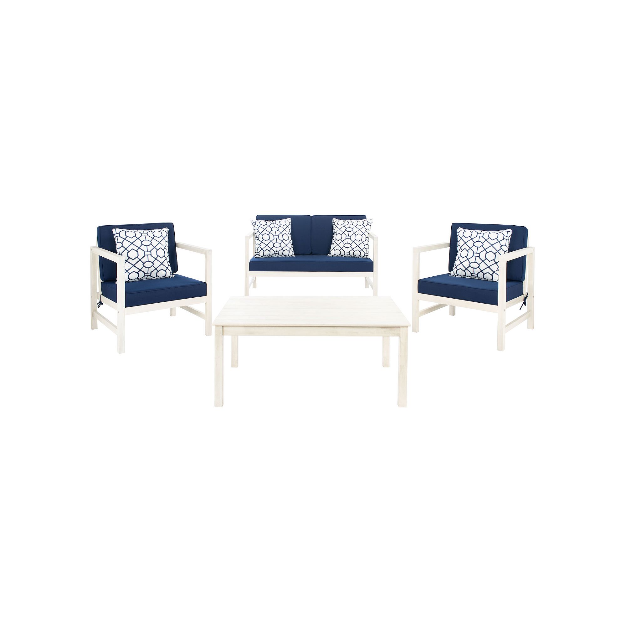 Safavieh Montez Outdoor Patio Loveseat, Chair & Coffee Table 4-piece Set, W