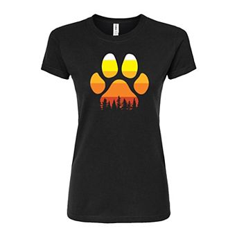 Juniors' Sunset Pawprint Fitted Tee