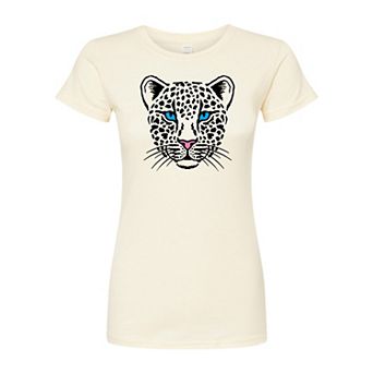 Juniors' Leopard Face Fitted Graphic Tee