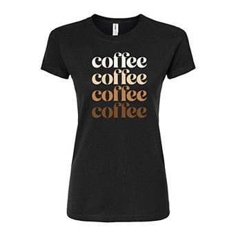 Juniors' Coffee Repeated Fitted Graphic Tee