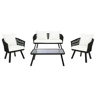 Safavieh Belmi Rope Loveseat, Chair & Coffee Table 4 pc Set
