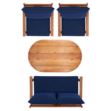 Safavieh Deacon Loveseat, Chair & Coffee Table Patio 4-piece Set