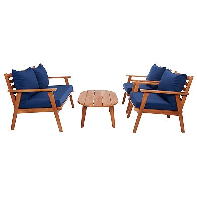Safavieh Deacon Loveseat, Chair & Coffee Table Patio 4-piece Set