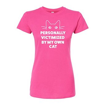 Juniors' Victimized By Own Cat Graphic Tee
