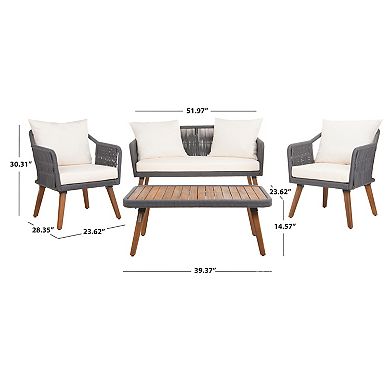 Safavieh Raldin Rope Living Loveseat, Chair & Coffee Table Patio 4-piece Set