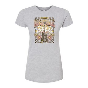Juniors' Nashville Music Fitted Graphic Tee