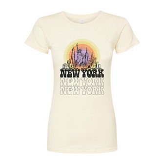 Juniors' New York Vintage Fitted Graphic Tee