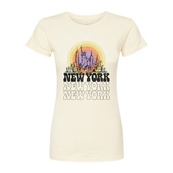 Juniors' New York Vintage Fitted Graphic Tee