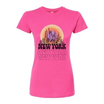 Juniors' New York Vintage Fitted Graphic Tee