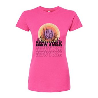 Juniors' New York Vintage Fitted Graphic Tee