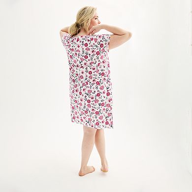 Plus Size Croft & Barrow® Short Sleeve Cotton Nightgown with Shirring 