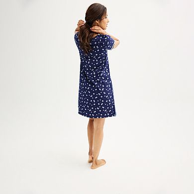 Petite Croft & Barrow® Short Sleeve Cotton Nightgown with Shirring