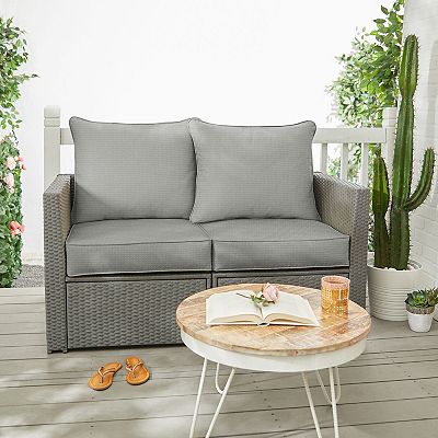 Sorra Home Outdoor/Indoor Deep Seating Loveseat Pillow and Cushion