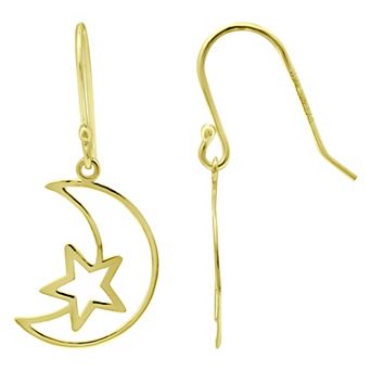 Aleure Precioso Moon & Star Drop Fishhook Earrings