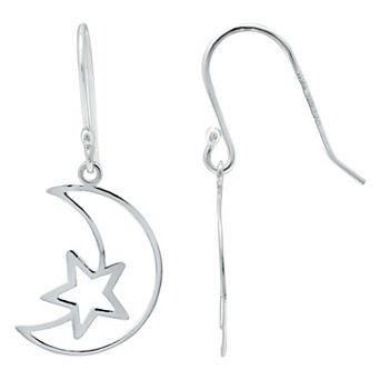 Aleure Precioso Moon & Star Drop Fishhook Earrings