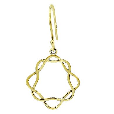 Aleure Precioso 18k Gold Over Silver Open Circle Drop Fishhook Earrings