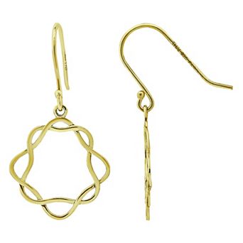Aleure Precioso 18k Gold Over Silver Open Circle Drop Fishhook Earrings