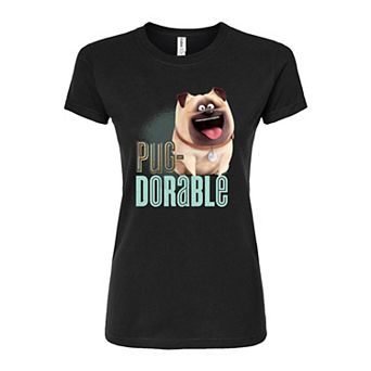 Juniors' Secret Life of Pets Pug-Dorable Fitted Graphic Tee