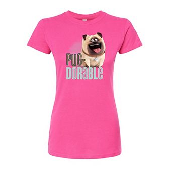 Juniors' Secret Life of Pets Pug-Dorable Fitted Graphic Tee