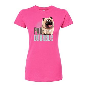 Juniors' Secret Life of Pets Pug-Dorable Fitted Graphic Tee