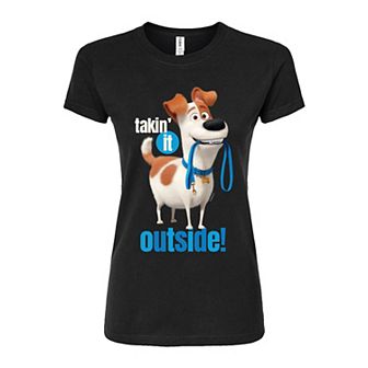 Juniors' Secret Life of Pets It Outside Fitted Graphic Tee