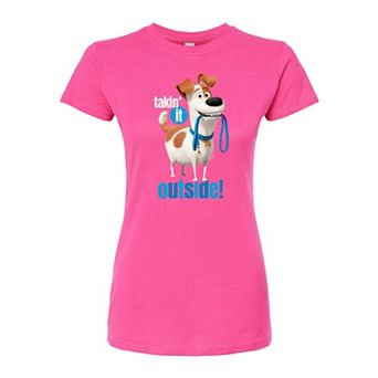 Juniors' Secret Life of Pets It Outside Fitted Graphic Tee