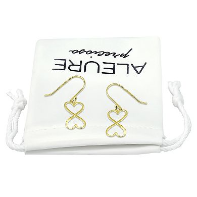 Aleure Precioso 18k Gold Over Silver Heart Infinity Drop Fishhook Earrings