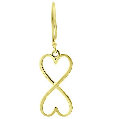 Aleure Precioso 18k Gold Over Silver Heart Infinity Drop Fishhook Earrings