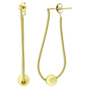 Aleure Precioso Snake Chain & Bead Front-Back Earrings