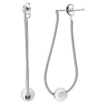 Aleure Precioso Snake Chain & Bead Front-Back Earrings