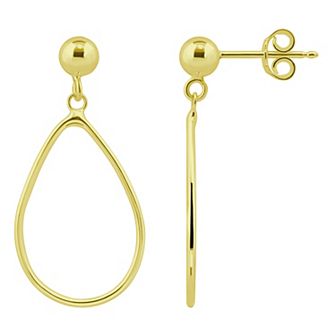 Aleure Precioso 18k Gold Over Silver Open Oval Drop Earrings