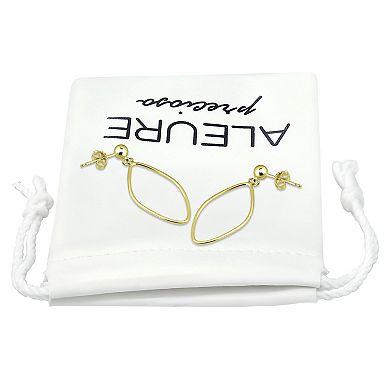 Aleure Precioso 18k Gold Over Silver Open Abstract Oval Drop Earrings