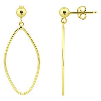 Aleure Precioso 18k Gold Over Silver Open Abstract Oval Drop Earrings