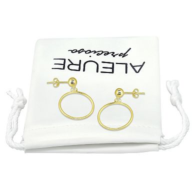 Aleure Precioso 18k Gold Over Silver 20 mm Open Circle Drop Earrings