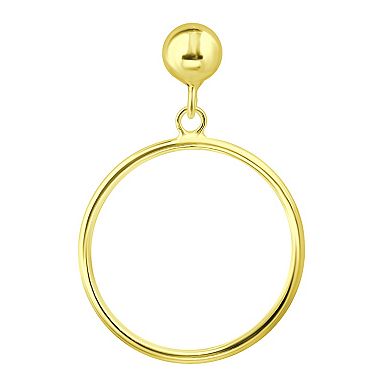 Aleure Precioso 18k Gold Over Silver 20 mm Open Circle Drop Earrings
