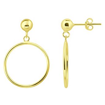 Aleure Precioso 18k Gold Over Silver 20 mm Open Circle Drop Earrings